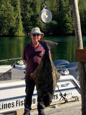 Bob landed this beautiful halibut fishing with Slivers Charters Salmon Sport Fishing in August of 2022 offshore Ucluelet